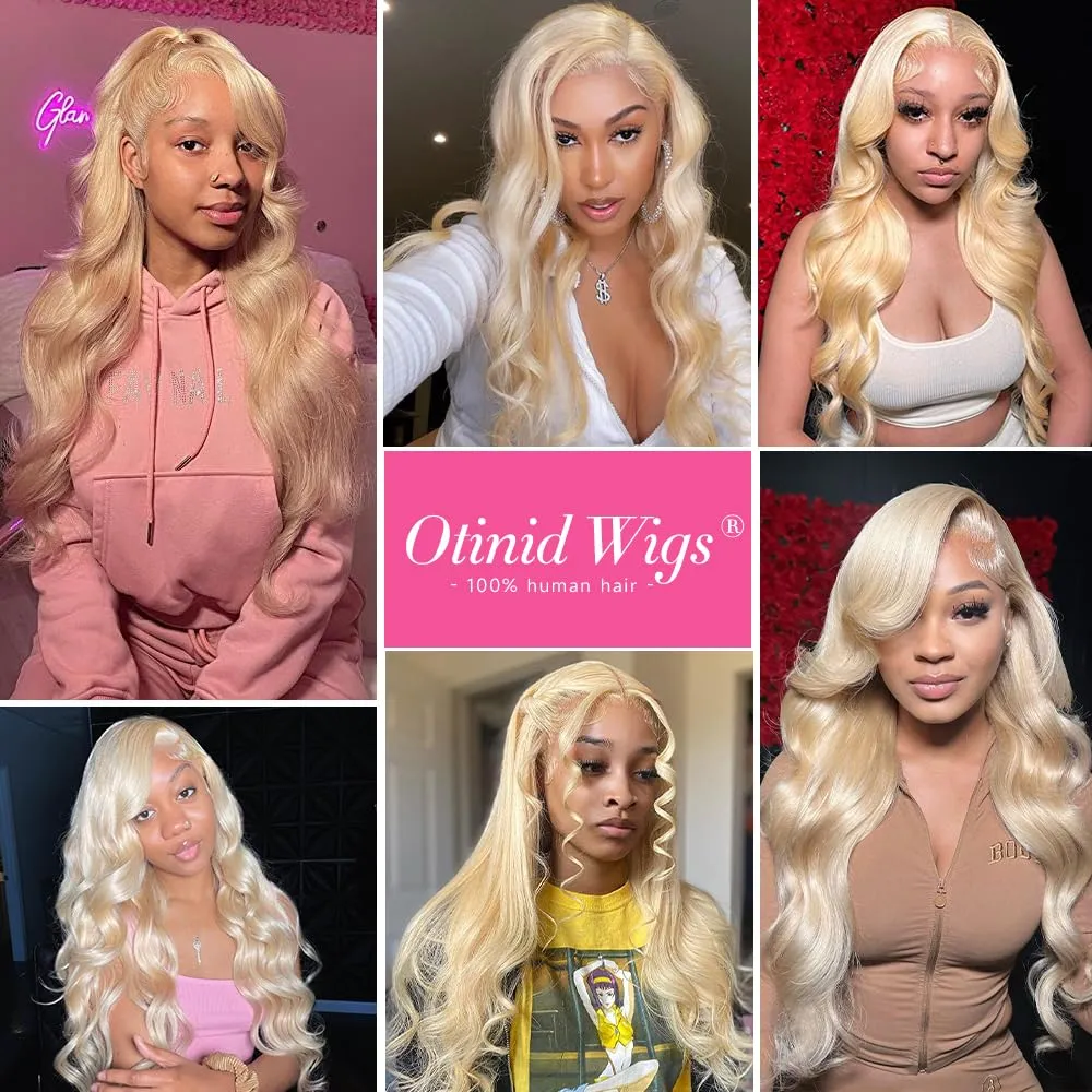 Otinid 30 Inch 613 13x6 Lace Front Wig Human Hair 200 Density Blonde Wig Human Hair Blonde Body Wave Lace Front Wigs Human Hair Pre Plucked 613 HD Lace Frontal 13x6