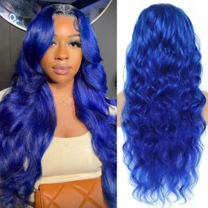 Otinid 30 Inch Blue Wig Human Hair 200 Density 13x4 HD Body Wave Lace Front Wigs Human Hair Pre Plucked Blue Human Hair Wig Color Lace Frontal Wigs For Woman