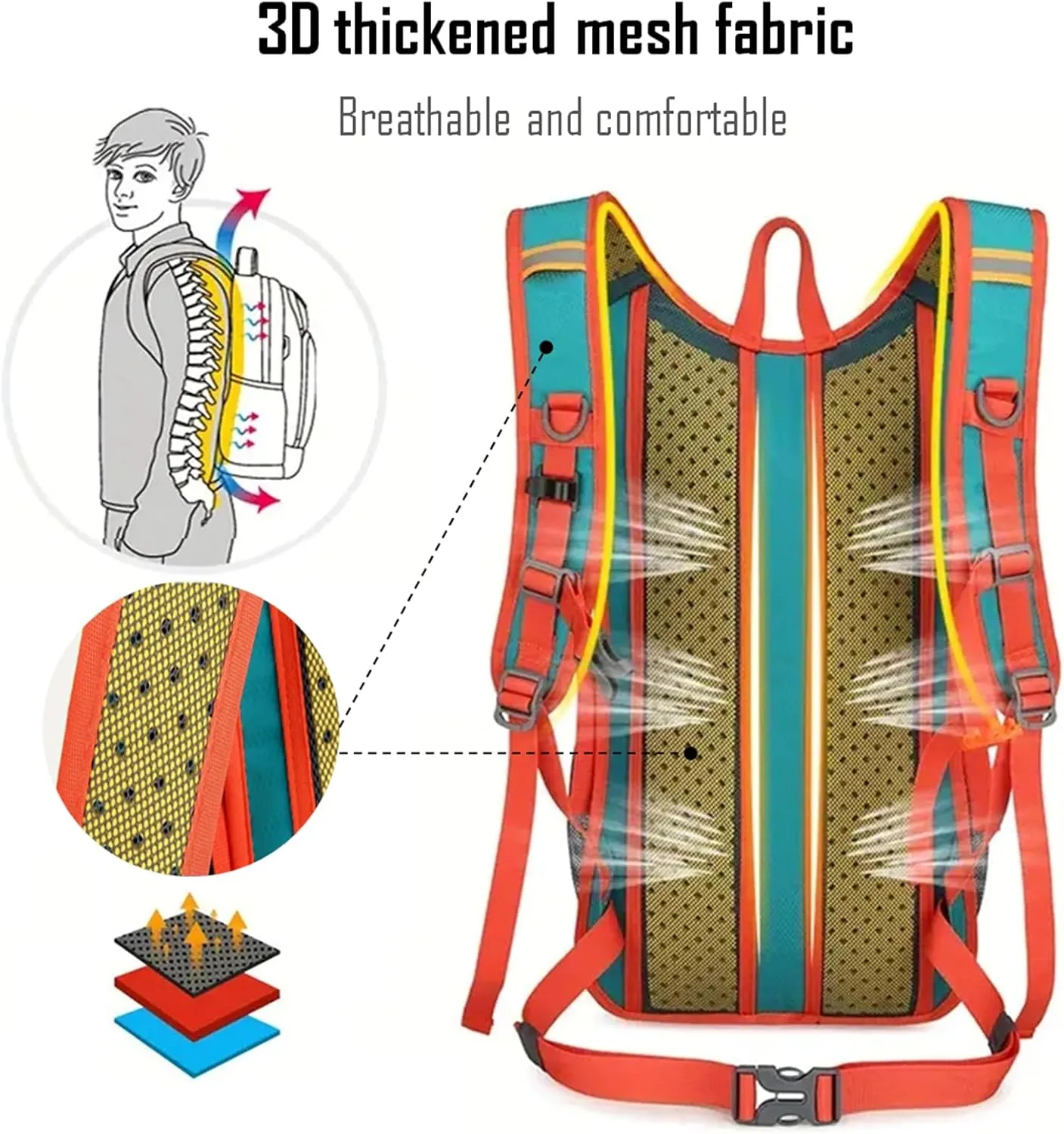 Outdoor Hydration Pack with 2L Water Bladder,Lightweight Running Backpack,Large Capacity Cycling Backpack,Daypack for Hiking Trail,Camping Backpack for Women Men