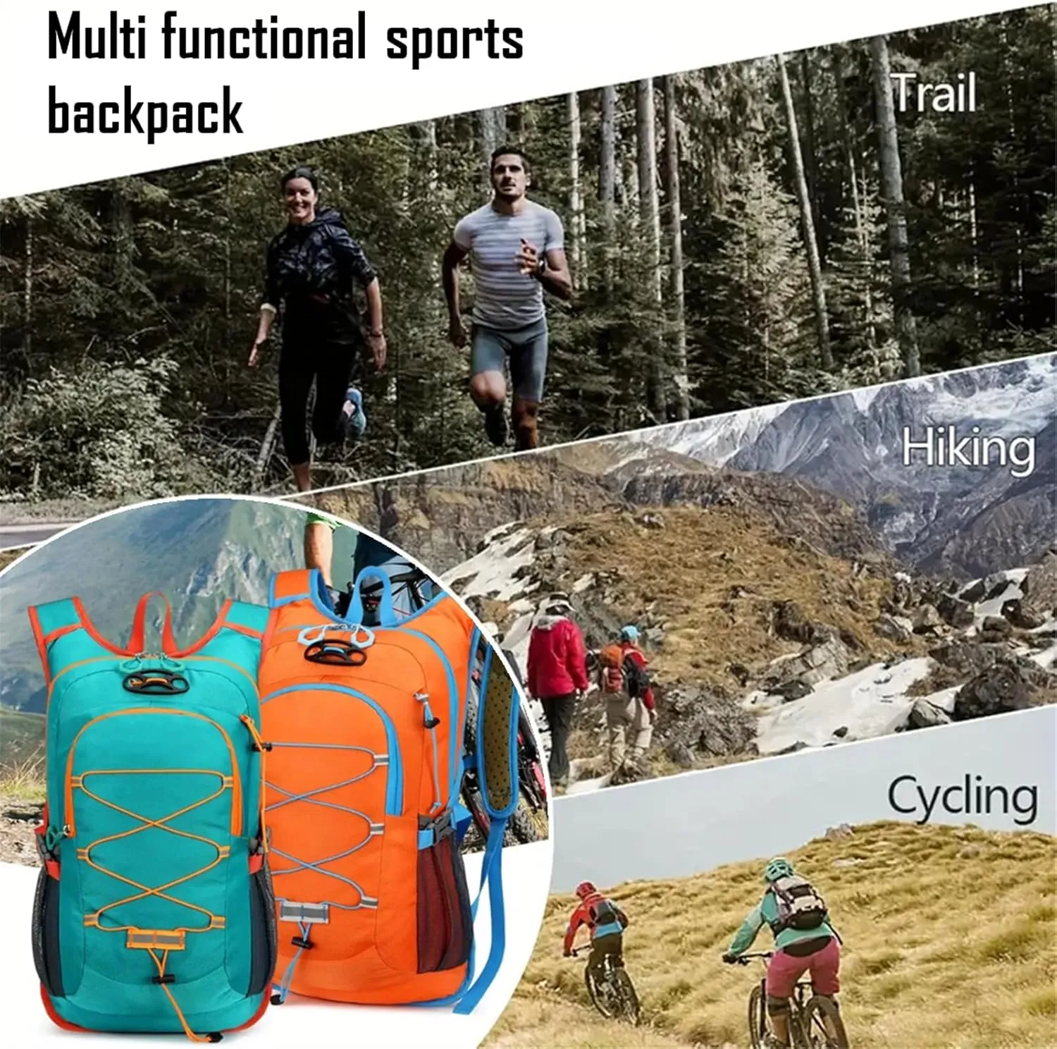 Outdoor Hydration Pack with 2L Water Bladder,Lightweight Running Backpack,Large Capacity Cycling Backpack,Daypack for Hiking Trail,Camping Backpack for Women Men