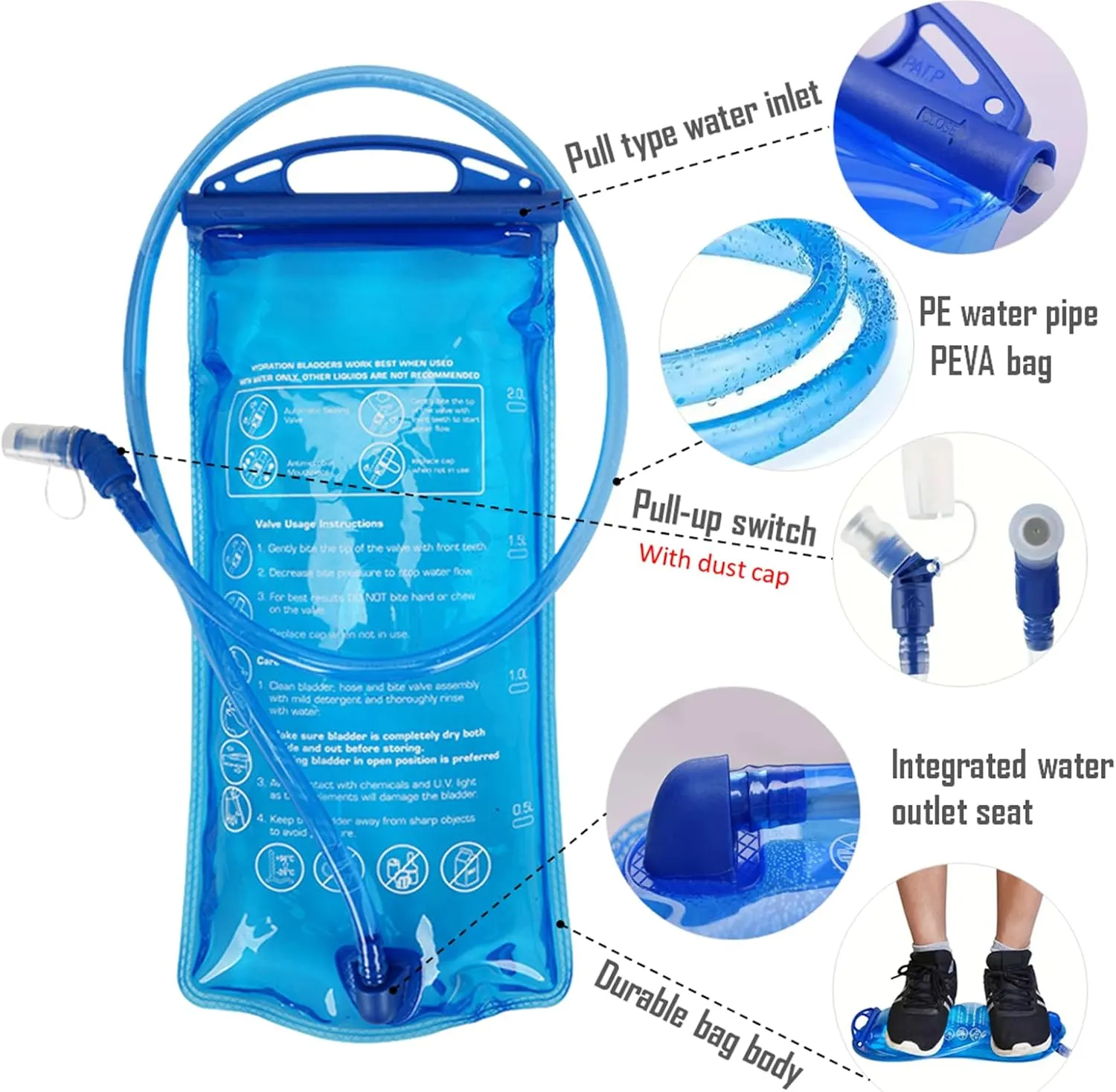 Outdoor Hydration Pack with 2L Water Bladder,Lightweight Running Backpack,Large Capacity Cycling Backpack,Daypack for Hiking Trail,Camping Backpack for Women Men