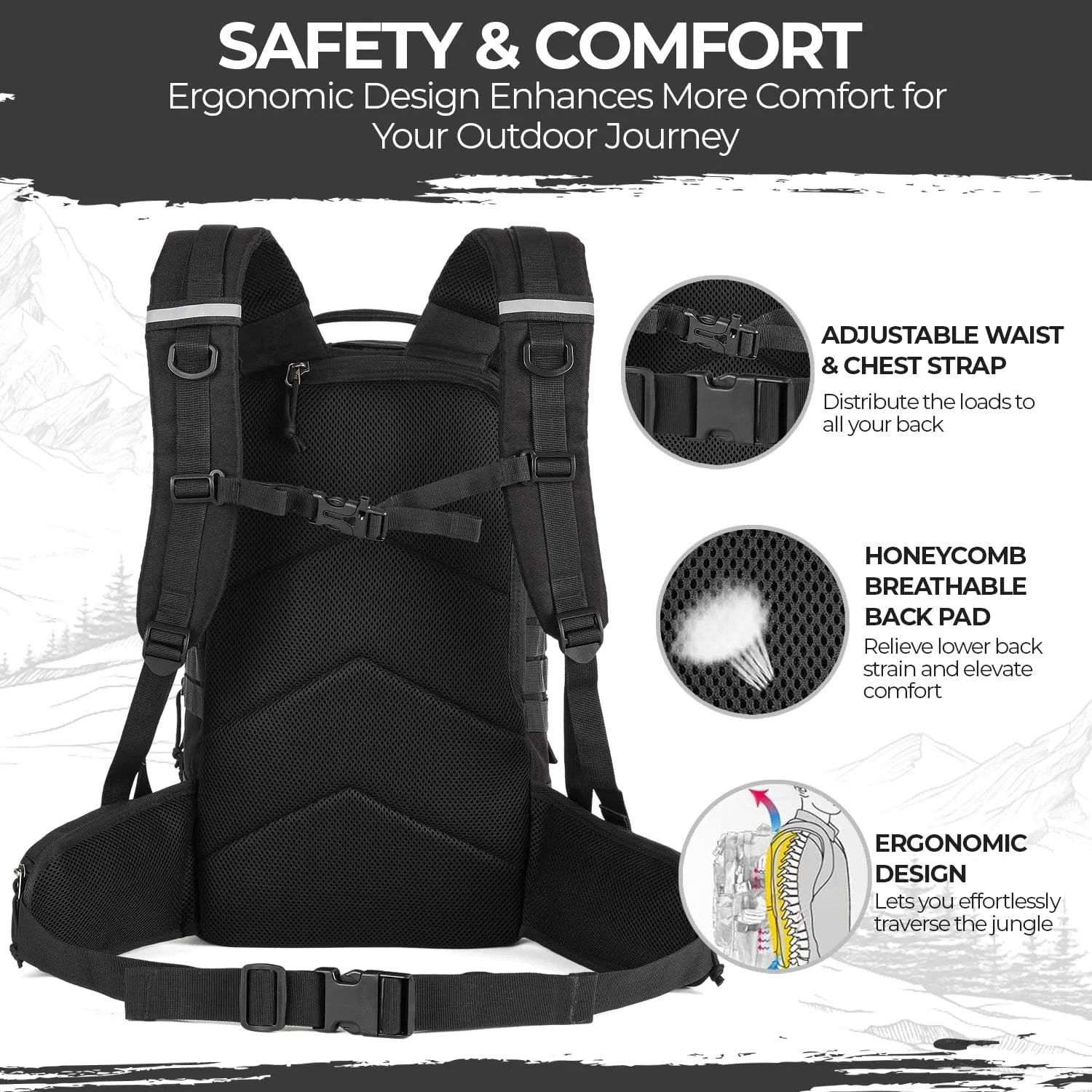 Outdoor Tactical Backpack Military for Men - Army Style MOLLE Survival Rucksack - 3 Day Assault Pack for Travel Hiking Hunting Camping Gym Camouflage Tan