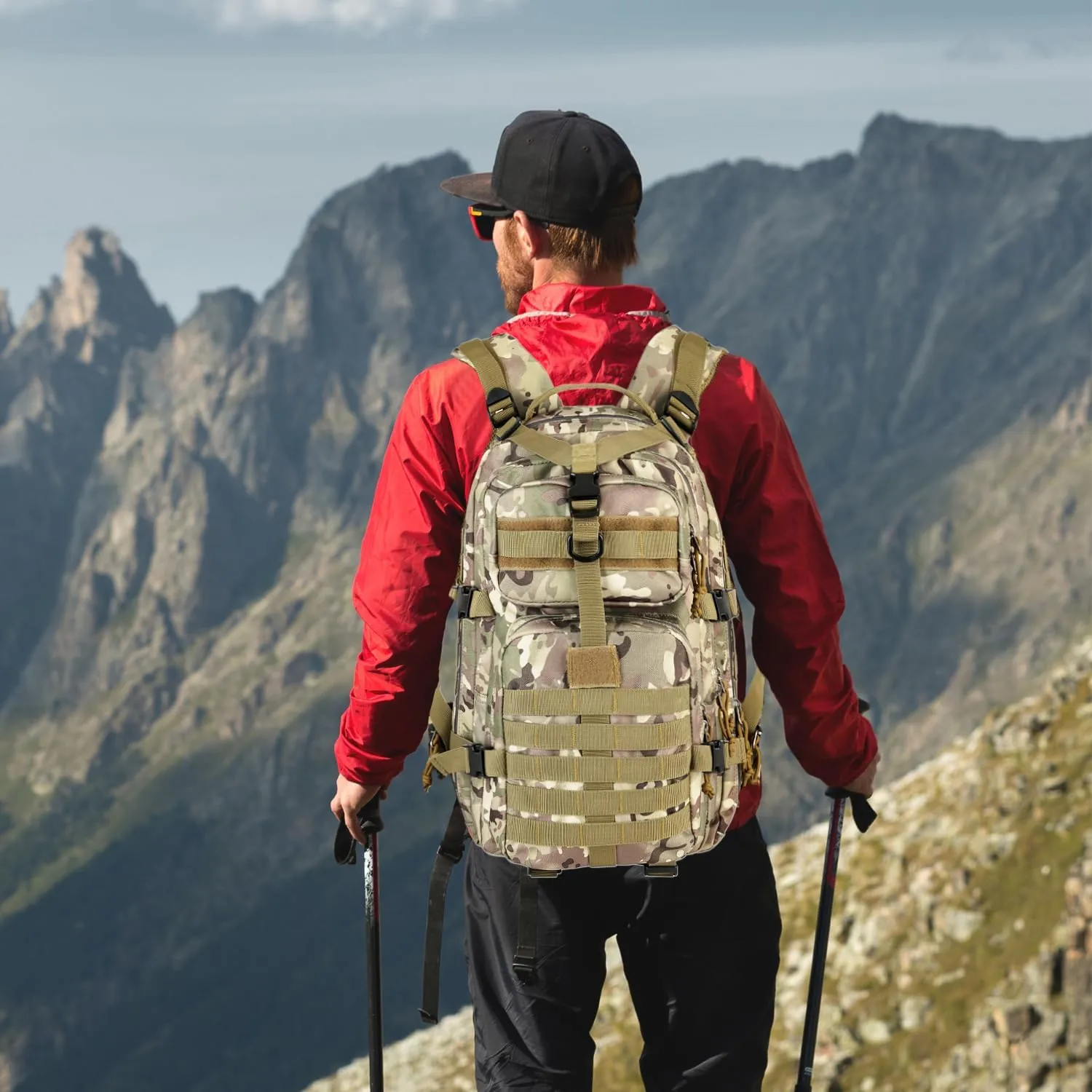 Outdoor Tactical Backpack Military for Men - Army Style MOLLE Survival Rucksack - 3 Day Assault Pack for Travel Hiking Hunting Camping Gym Camouflage Tan
