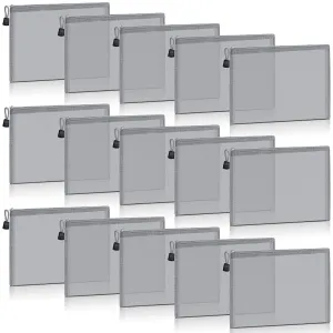 Outus 15 Pieces Mesh Bags Mesh Zipper Pouch Makeup Bags Cosmetic Travel Organizer Pouch Pencil Case(9.84 x 7.09 Inches,Gray)