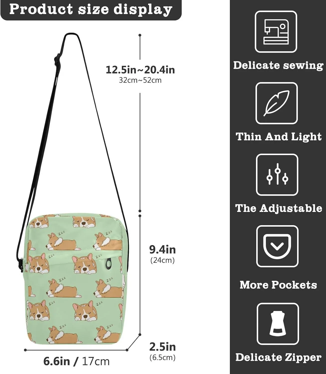 Oyihfvs Messenger Bag, Men's Crossbody Bag, Women's Crossbody Bag with Adjustable Strap