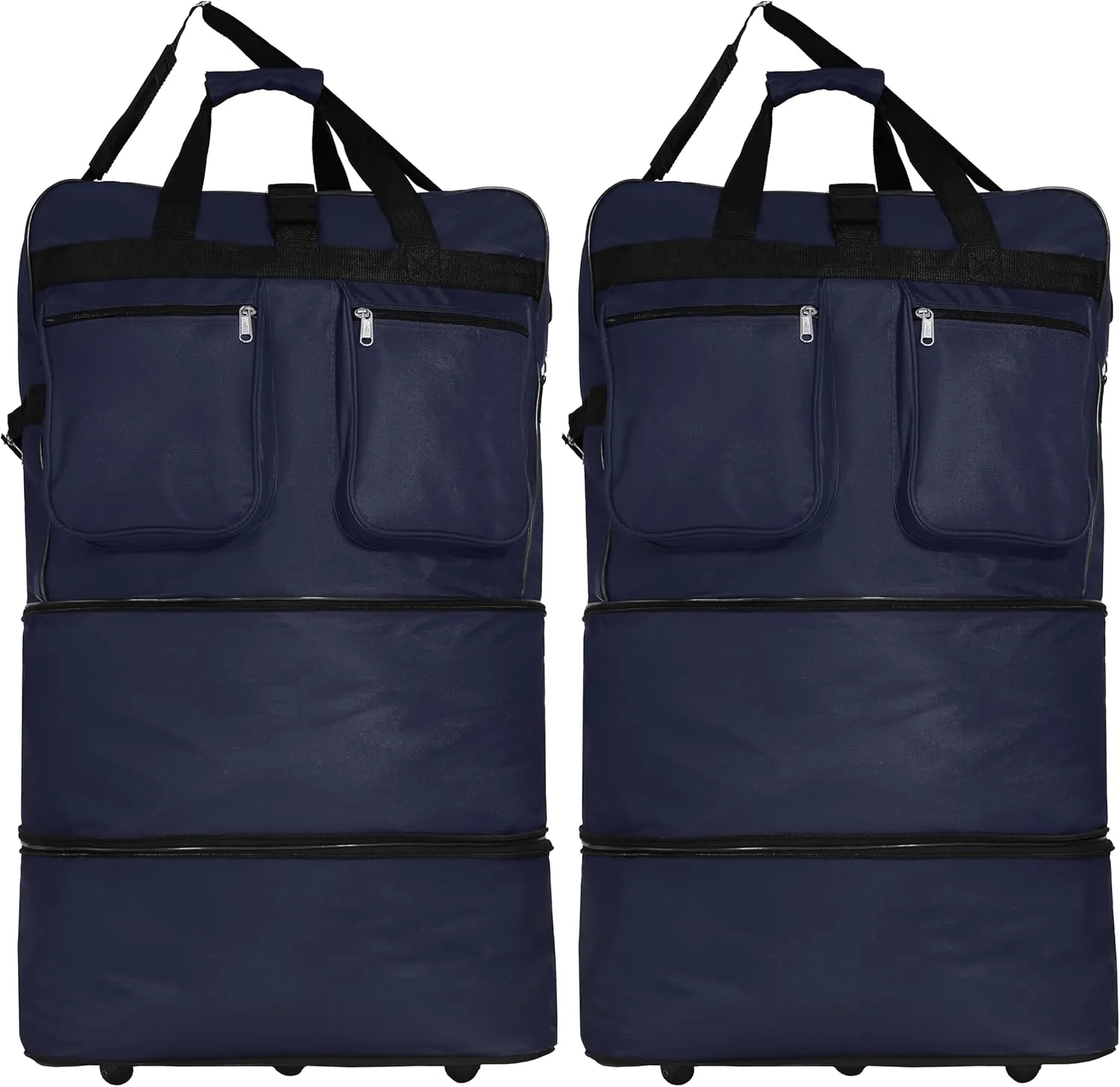(Pack of 2) 36"" Duffle Bag Expandable Rolling Lightweight Wheeled Spinner Suitcase Luggage for Travel and Storage, Navy Blue, Wheelbag36