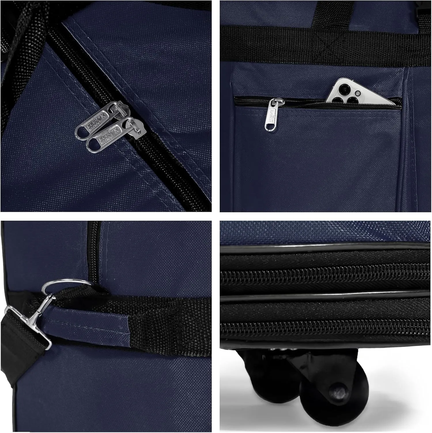 (Pack of 2) 36"" Duffle Bag Expandable Rolling Lightweight Wheeled Spinner Suitcase Luggage for Travel and Storage, Navy Blue, Wheelbag36