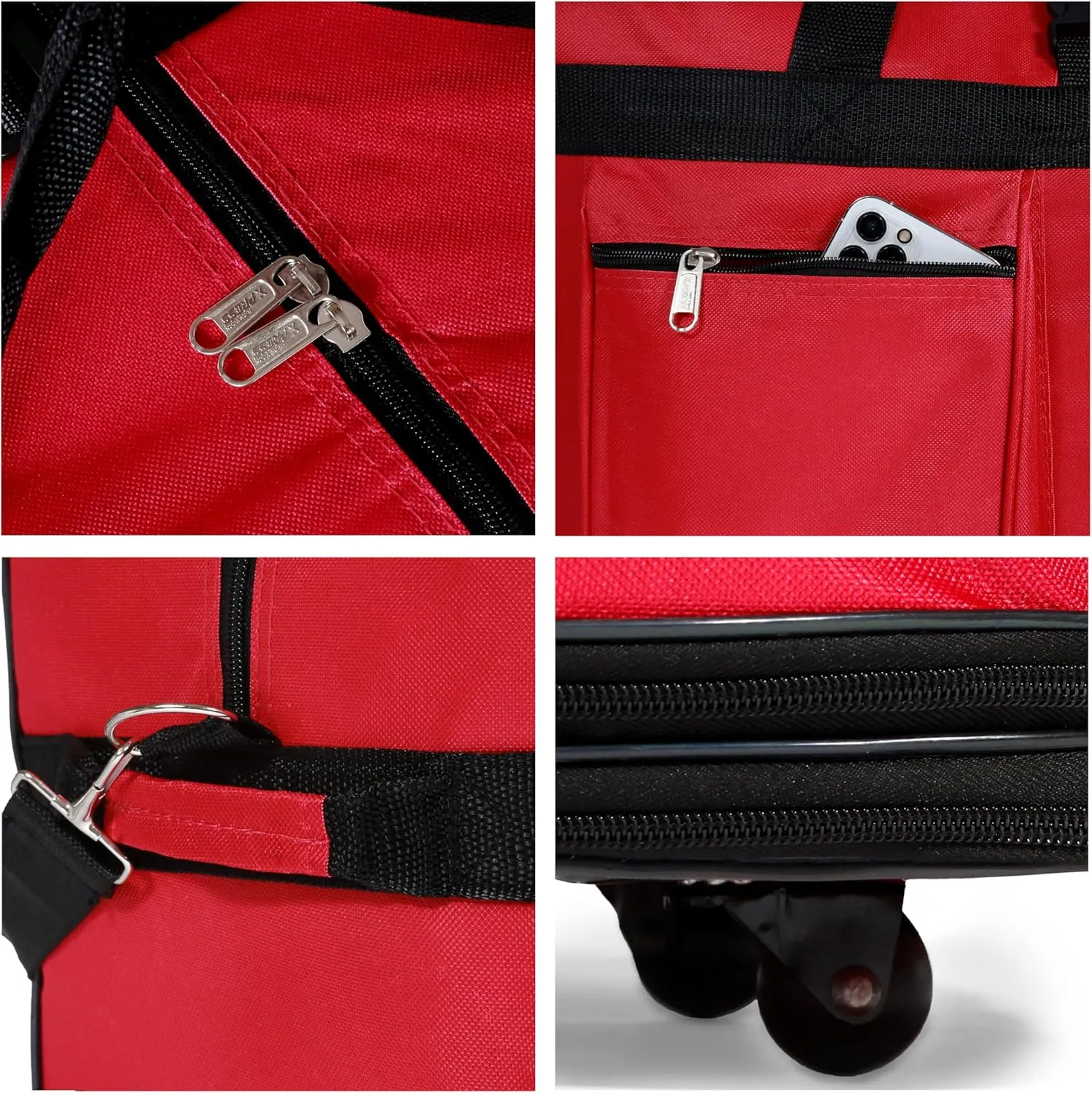 (Pack of 2) 36"" Duffle Bag Expandable Rolling Lightweight Wheeled Spinner Suitcase Luggage for Travel and Storage, Red, Wheelbag36