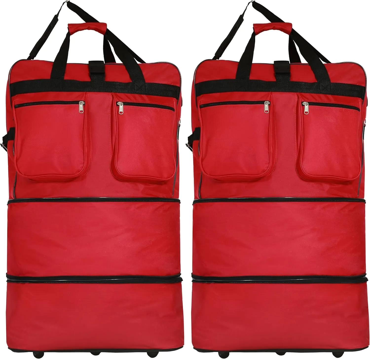 (Pack of 2) 36"" Duffle Bag Expandable Rolling Lightweight Wheeled Spinner Suitcase Luggage for Travel and Storage, Red, Wheelbag36