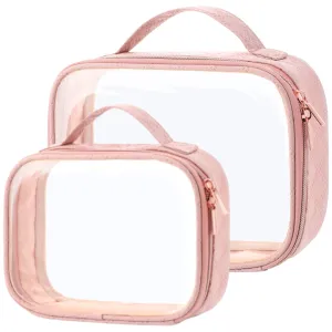 PACKISM Valentines Day Gifts for Him Her - TSA Approved Toiletry Bag - 180° Large Opening Clear Makeup Bags with Handle, Clear Toiletry Bags for Traveling Travel Essentials, Rose Pink