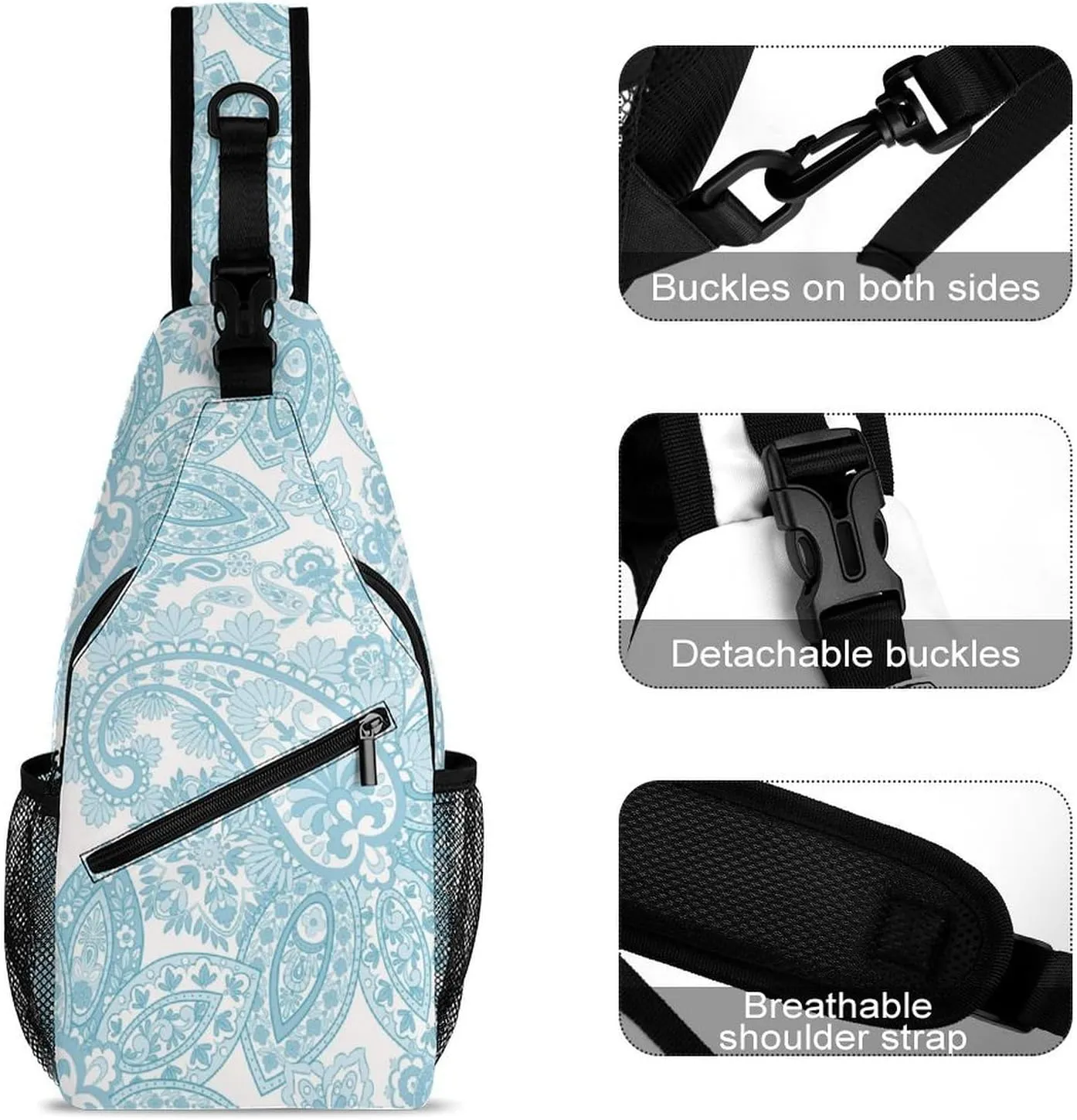 Paisley Sling Backpack Man Womens Crossbody Backpack Chest Bag Gym Daypack Shoulder Bag Casual Daypacks Sports Backpacks