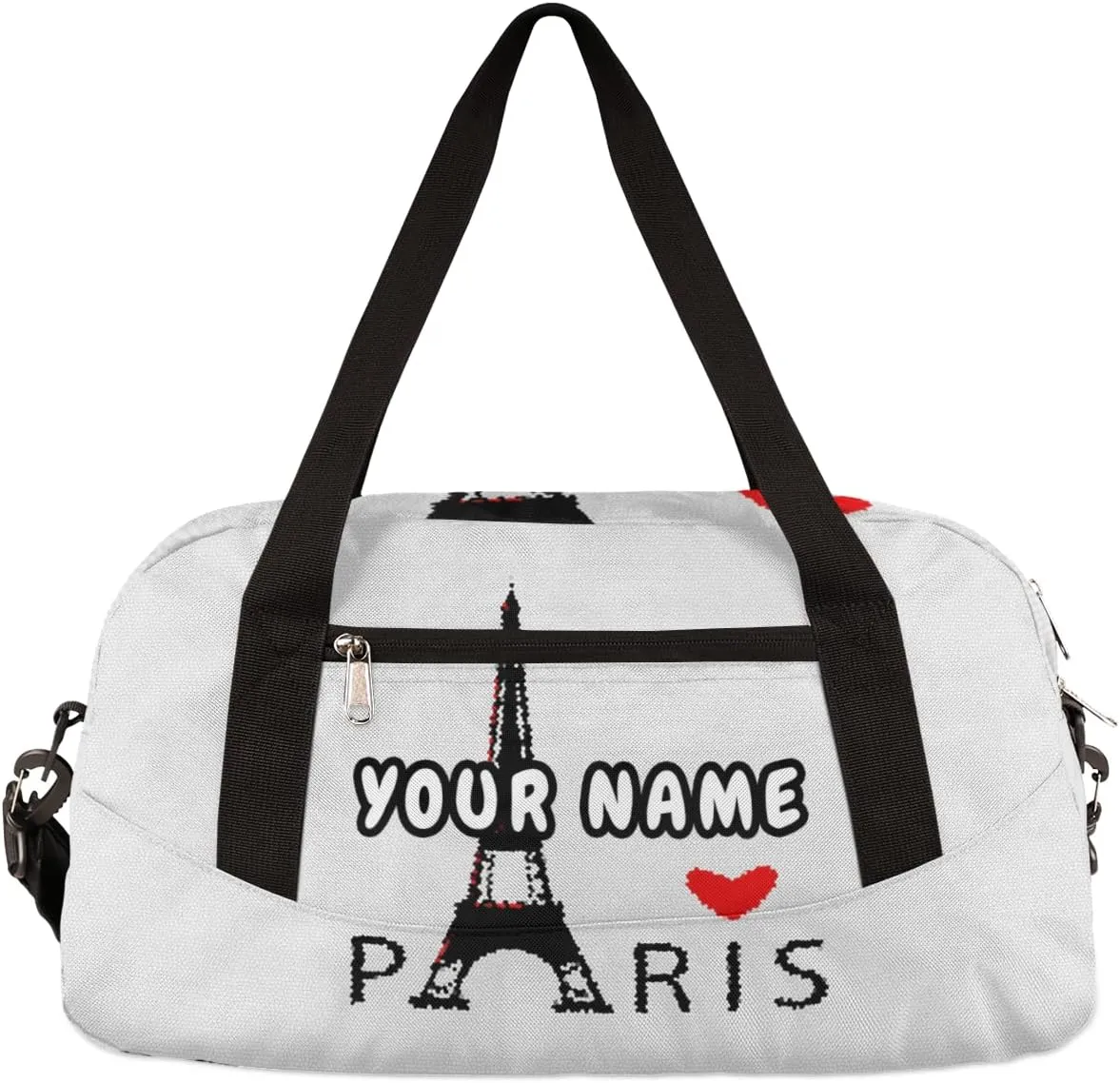Paris Eiffel Tower Personalized Kids Duffel Bag for Girls Boys, Tower Debris Custom Name Dance Bag Overnight Small Duffel Bag Carry On Weekend Sports Travel Bag for School Practice Gymnastics Ballet