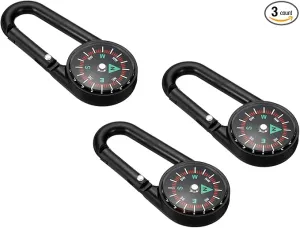 PATIKIL Compass, Buckle Compass Keychain Waterproof Survival Pocket Compass for Hiking Outdoor