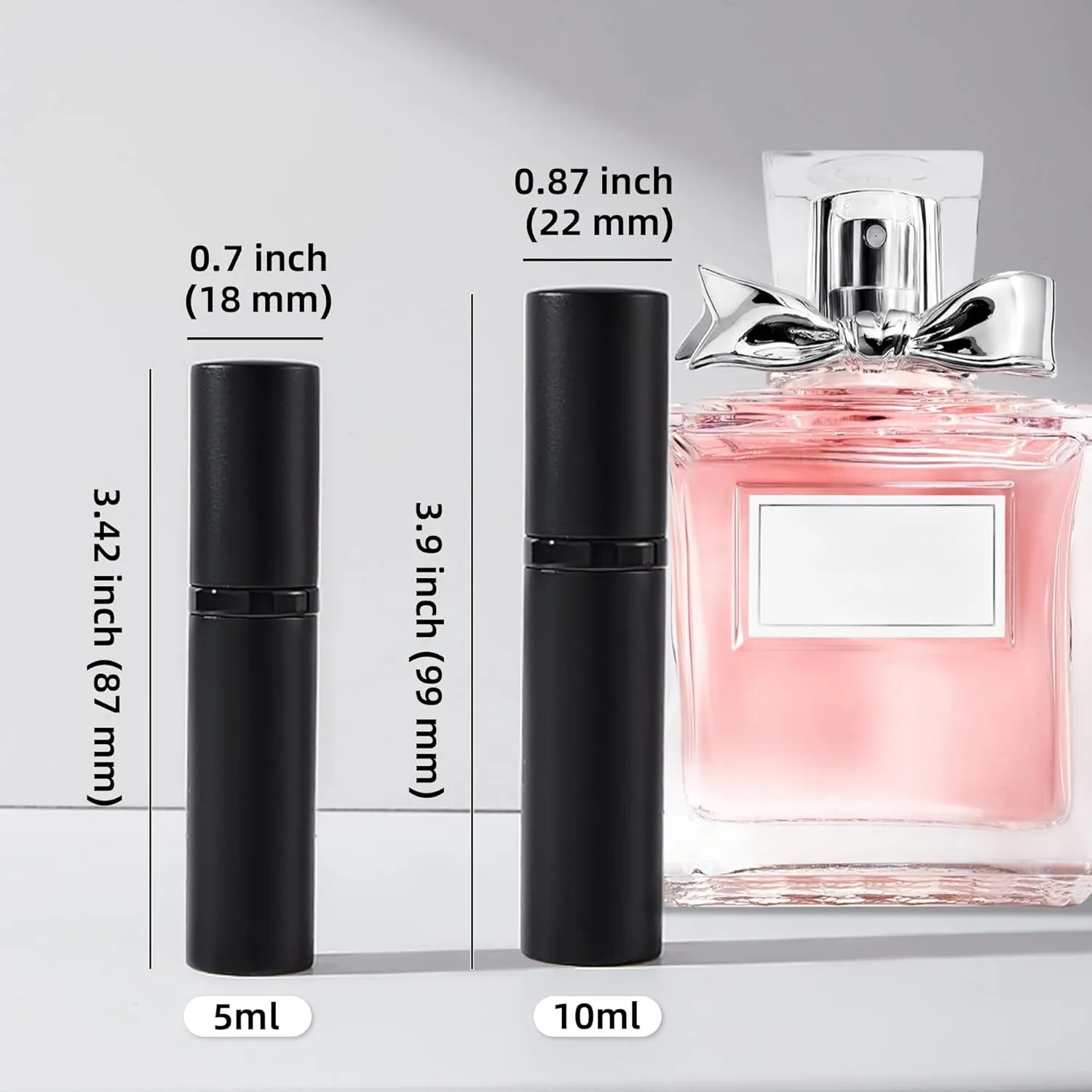 Perfume Refillable Bottle 5ml Bottom Refill Portable Purse Atomizer, Cologne Travel Perfume Spray Bottle for Outgoing and Traveling (Black   Pink 10ml)