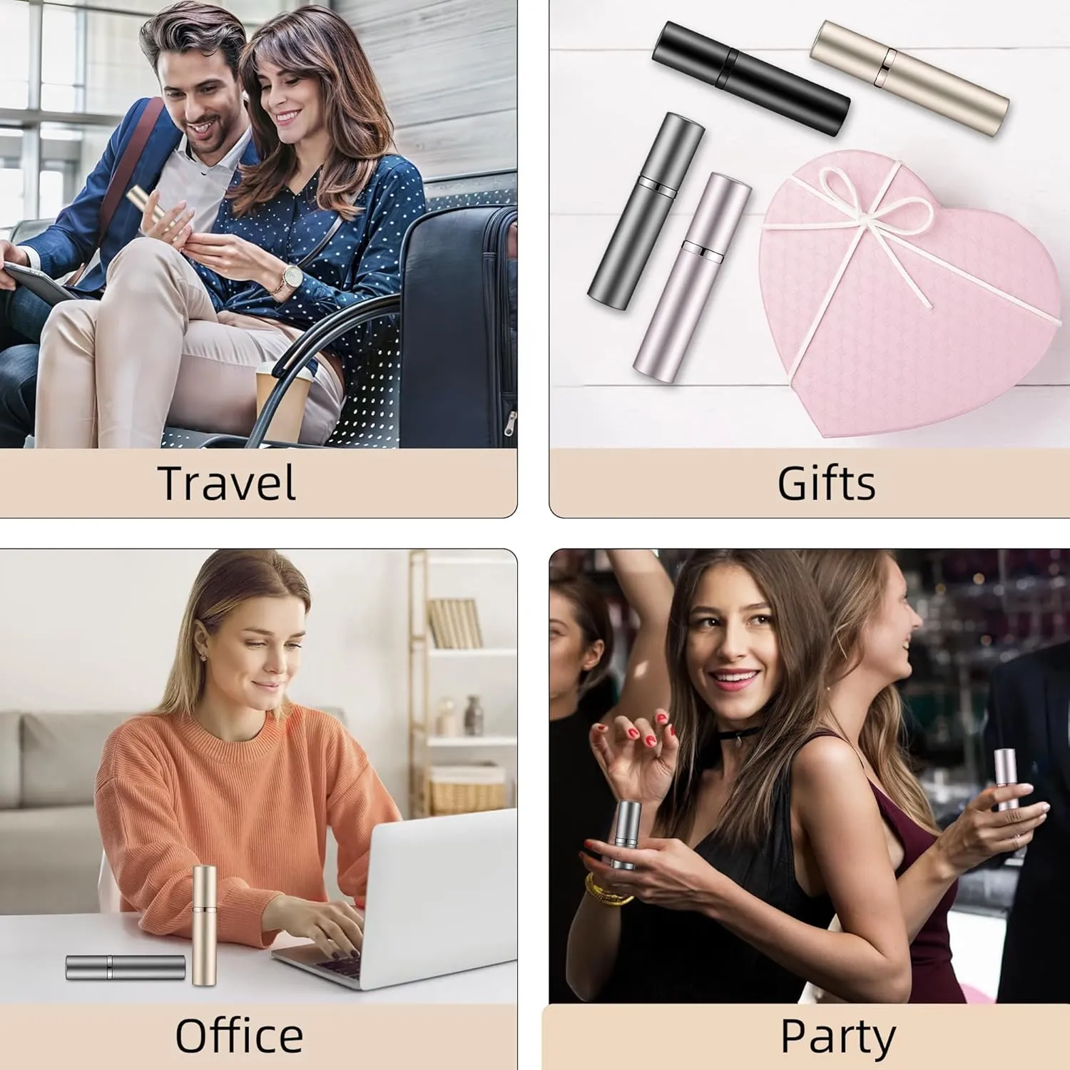 Perfume Refillable Bottle 5ml Bottom Refill Portable Purse Atomizer, Cologne Travel Perfume Spray Bottle for Outgoing and Traveling (Black   Pink 10ml)