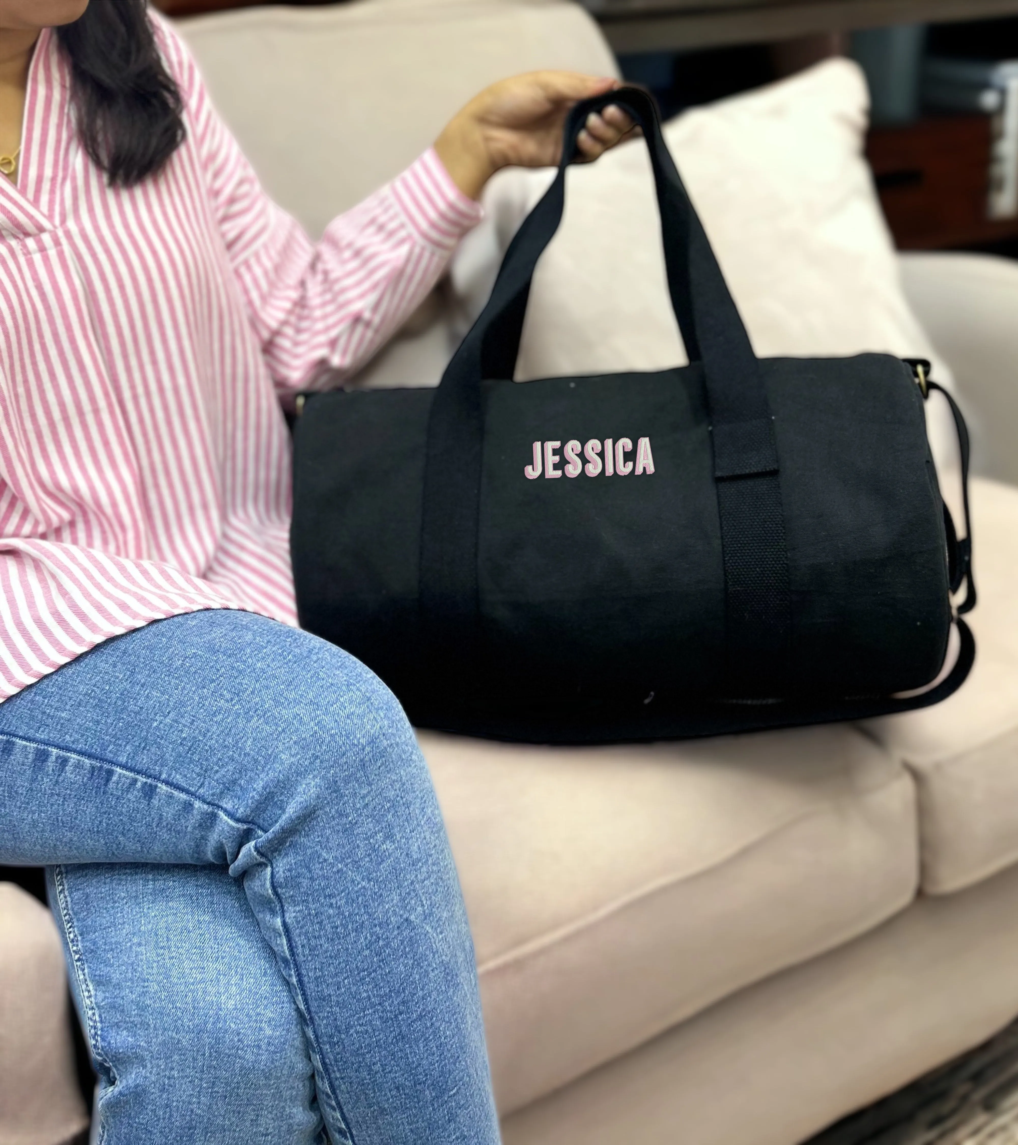 Personalised Duffle Bag with Shadow Font