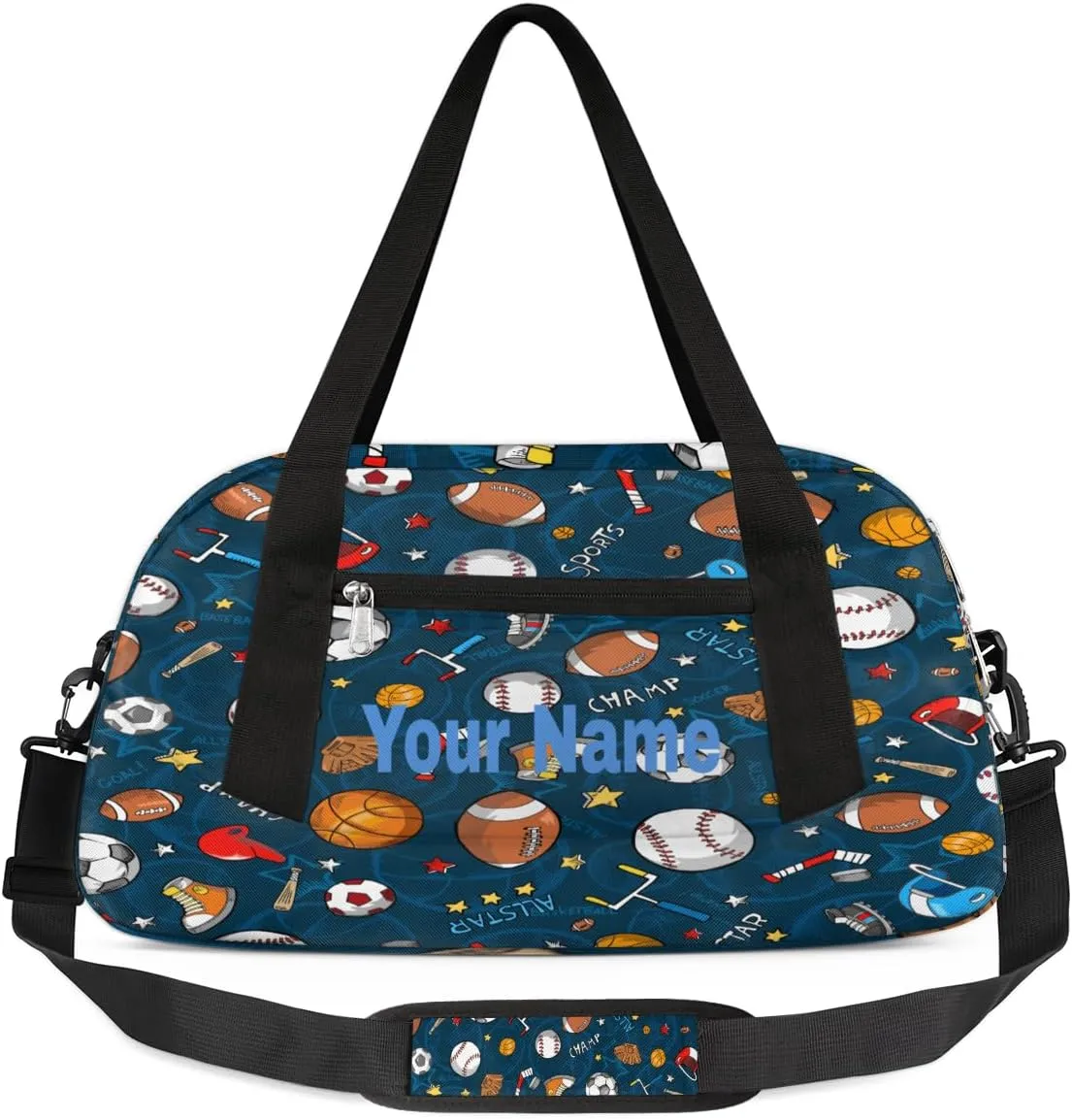 Personalized Balls Sports Sport Duffel Bag Custom Name Kids Gym Bags Carry On Travel Bag Weekender Overnight Bag for Boys Girls Teens