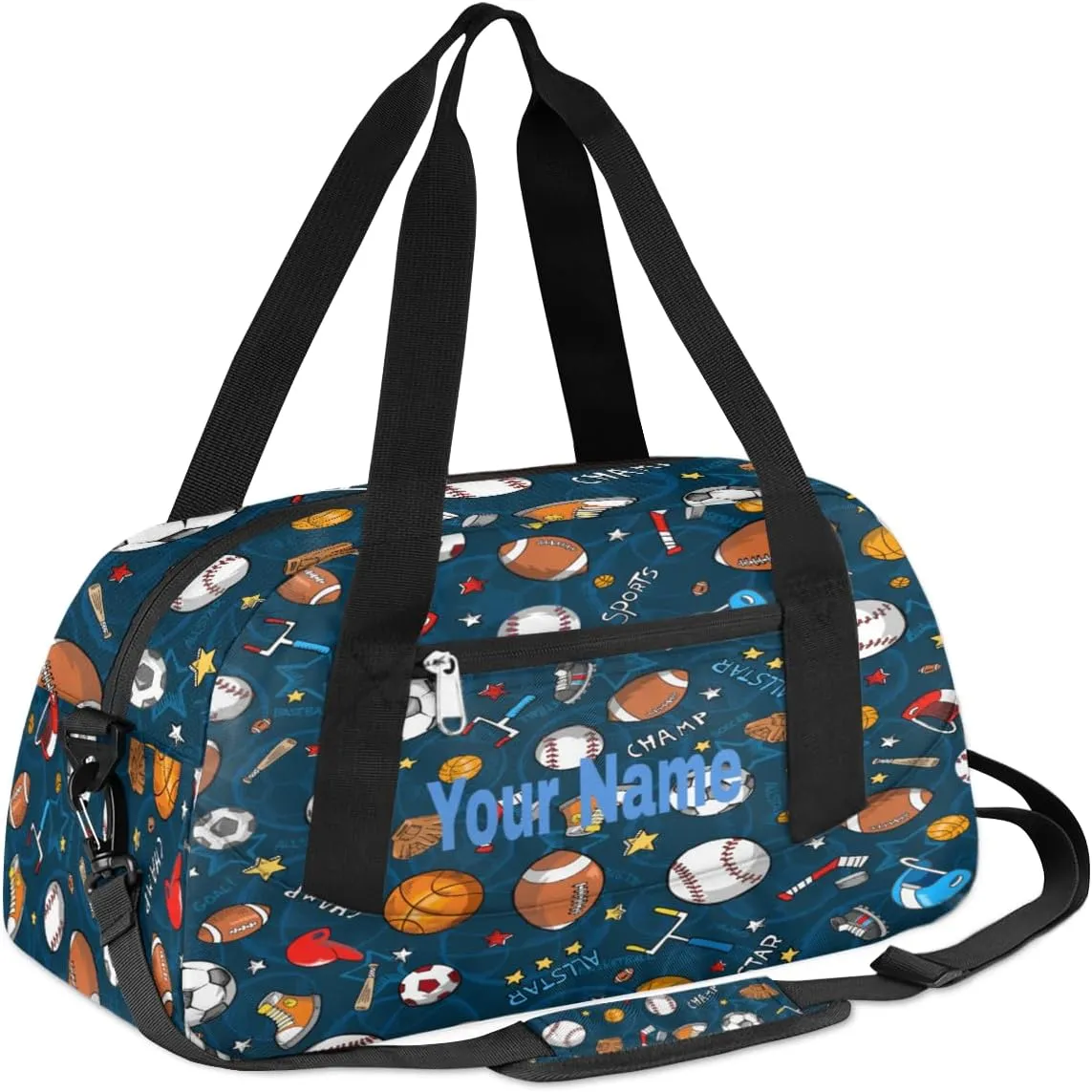 Personalized Balls Sports Sport Duffel Bag Custom Name Kids Gym Bags Carry On Travel Bag Weekender Overnight Bag for Boys Girls Teens