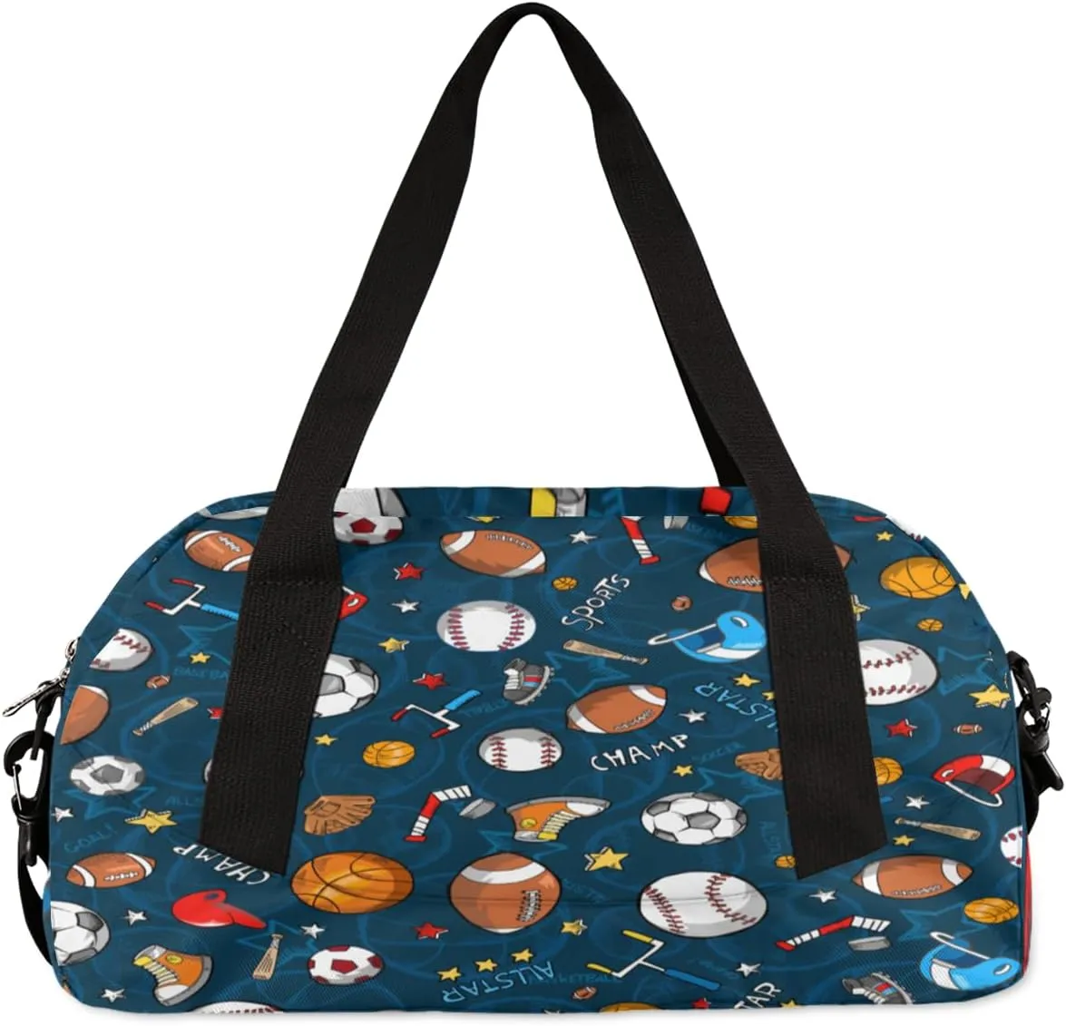 Personalized Balls Sports Sport Duffel Bag Custom Name Kids Gym Bags Carry On Travel Bag Weekender Overnight Bag for Boys Girls Teens