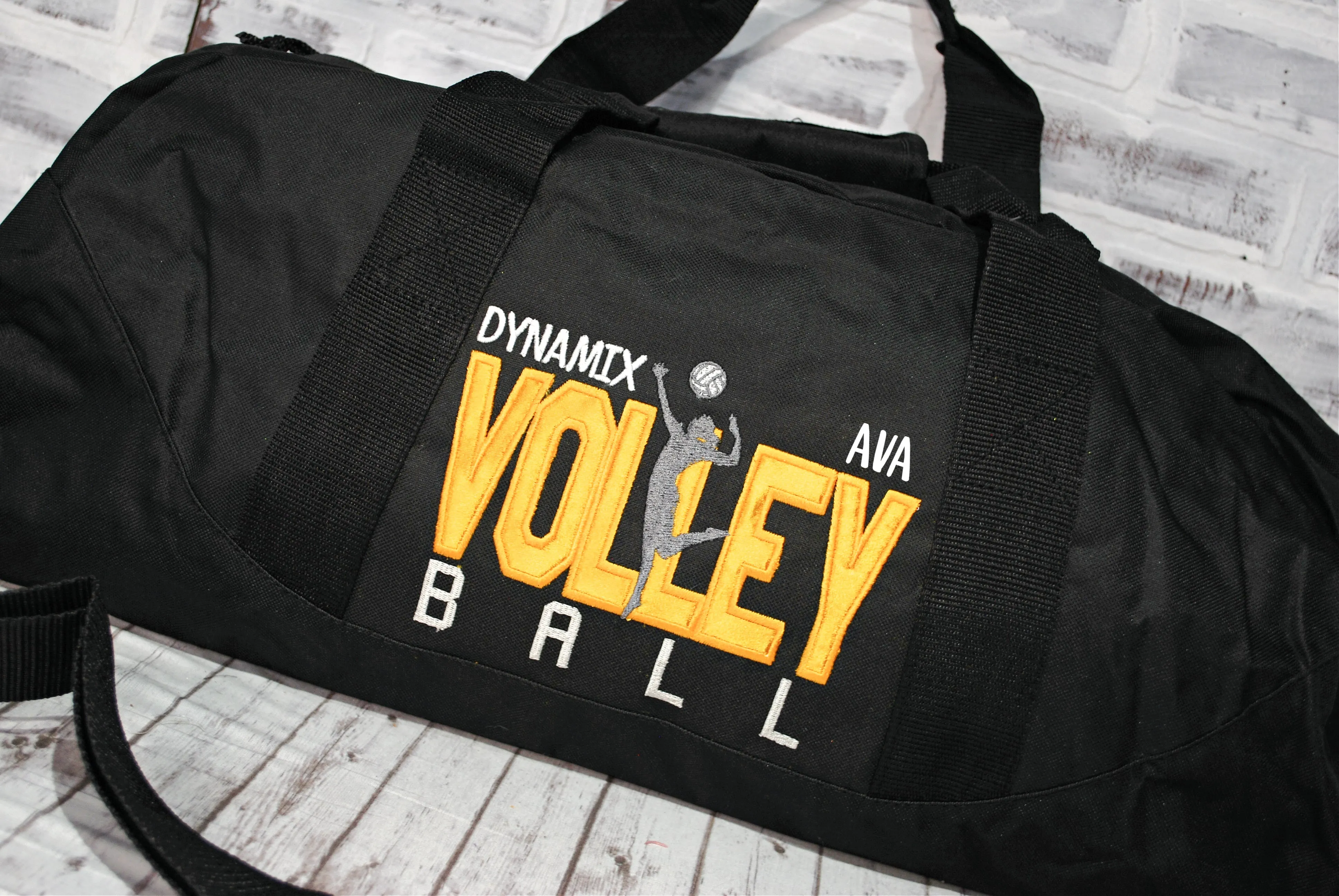 Personalized Black and Sport Gold Volleyball Travel Bag