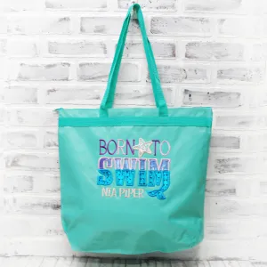 Personalized Born to Swim Tote Bag
