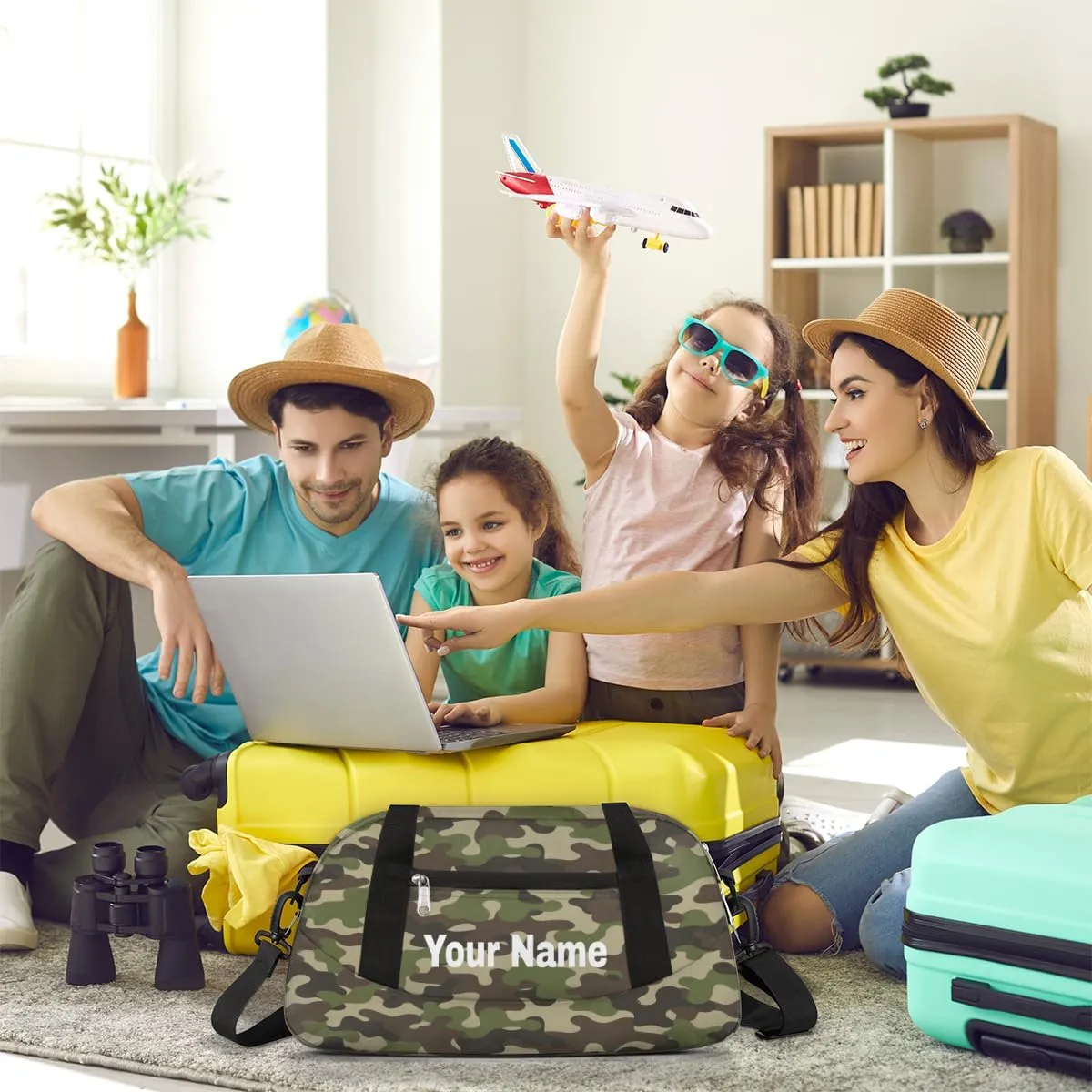 Personalized Camouflage Common Sport Duffel Bag Custom Name Kids Gym Bags Carry On Travel Bag Weekender Overnight Bag for Boys Girls Teens