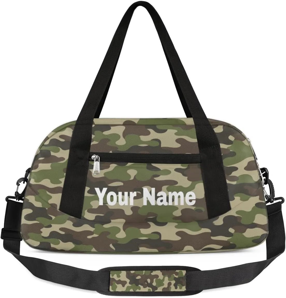 Personalized Camouflage Common Sport Duffel Bag Custom Name Kids Gym Bags Carry On Travel Bag Weekender Overnight Bag for Boys Girls Teens