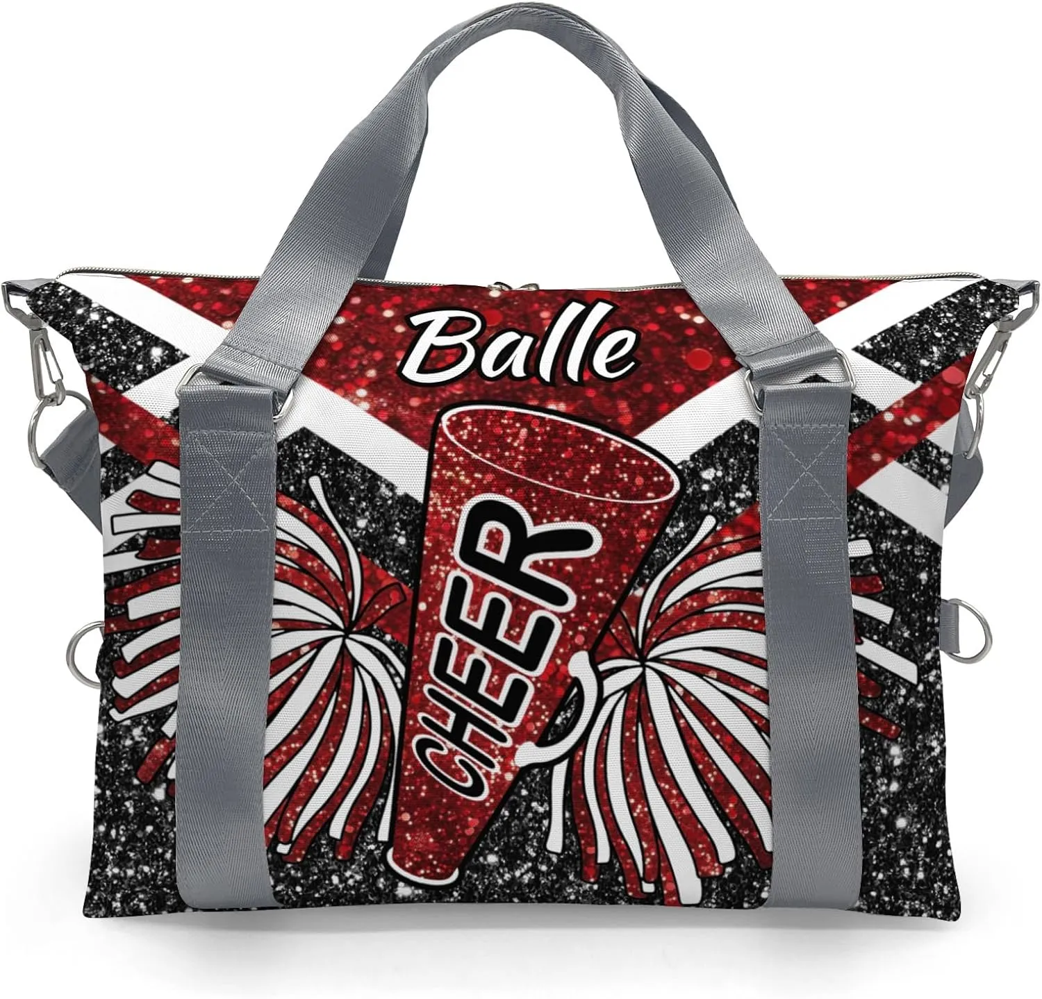 Personalized Cheer Bag Cheerleader Duffel Bag,Custom Sport Gym Bag,Customize Travel Duffle Bag with Name,Overnight Weekender Bags Red Glitter,Cheerleading Cheer Team Coaches Bag Gifts