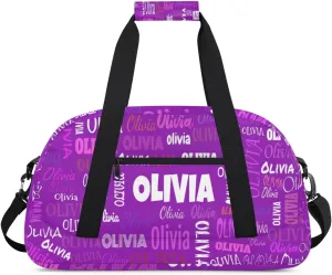 Personalized Cheer Bag Girl Sport Duffel Bag, Cheerleader Customize Travel Duffle Bag with Name, Overnight Weekender Bags Perform Cheer Bag, Dark Purple