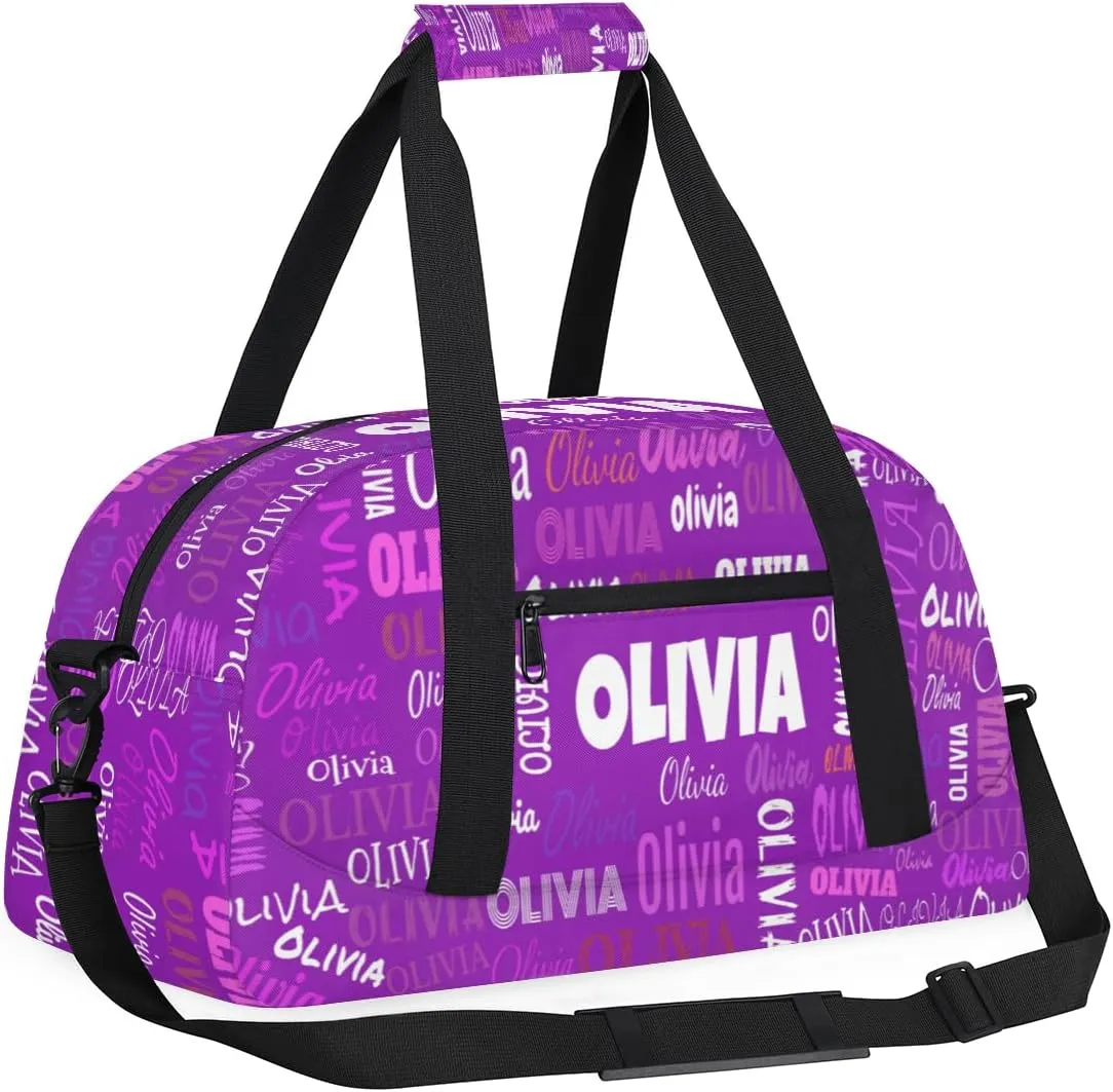 Personalized Cheer Bag Girl Sport Duffel Bag, Cheerleader Customize Travel Duffle Bag with Name, Overnight Weekender Bags Perform Cheer Bag, Dark Purple