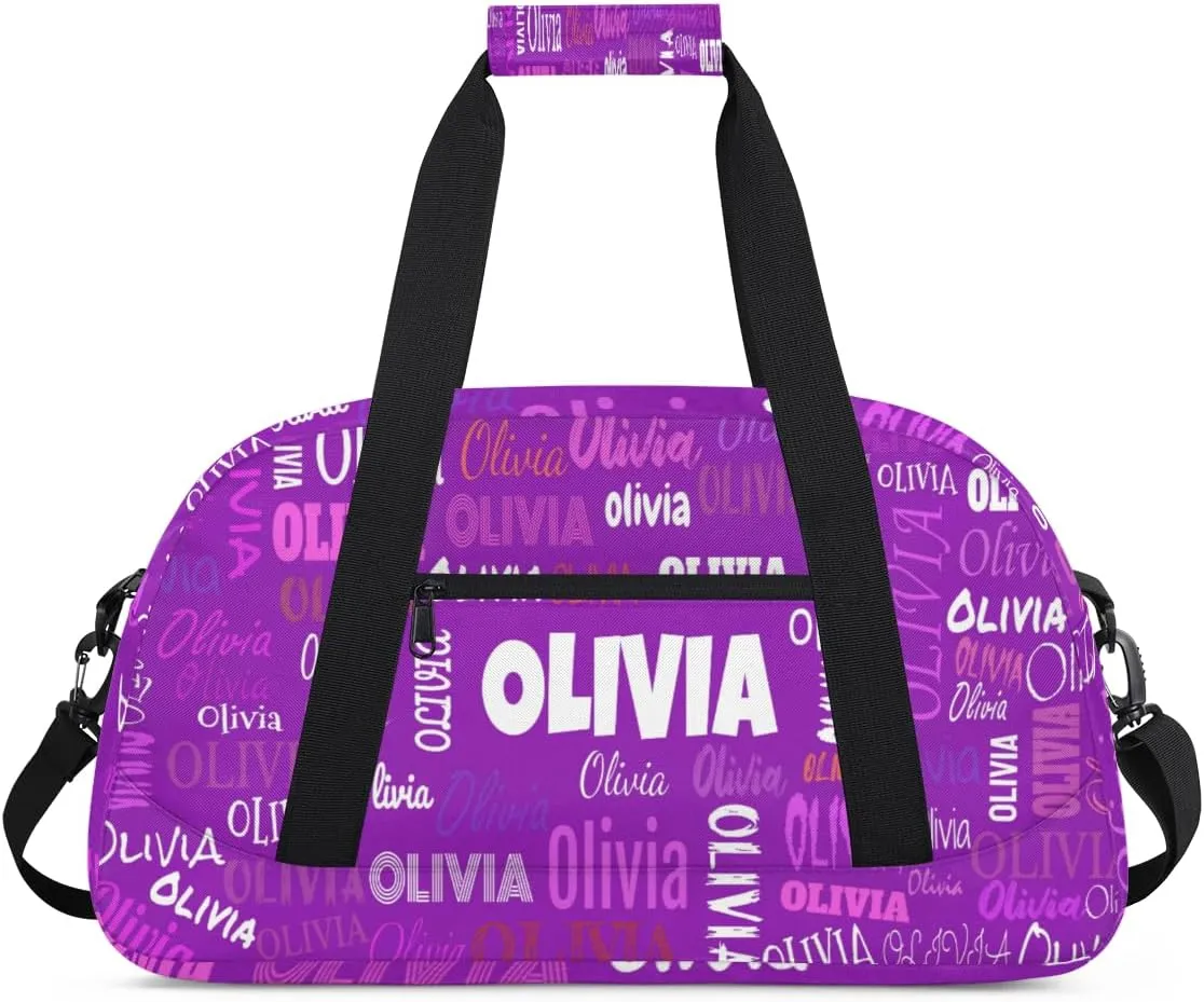 Personalized Cheer Bag Girl Sport Duffel Bag, Cheerleader Customize Travel Duffle Bag with Name, Overnight Weekender Bags Perform Cheer Bag, Dark Purple