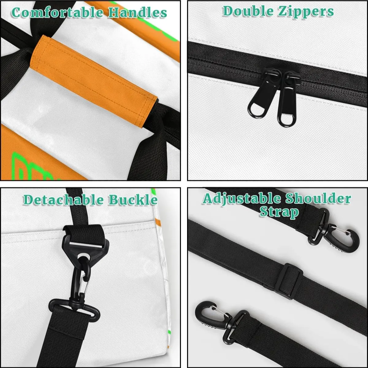 Personalized Cheer Bag Sport Duffel Bag for Girl, Custom Kids Gym Bag, Customize Travel Duffle Bag with Name, Overnight Weekender Bags,Orange and Green Lines, Cheerleading Gifts