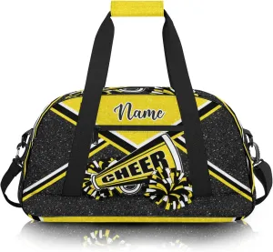 Personalized Cheer Bag with Name, Custom Cheerleader Duffle Bag for Women, Gym Travel Bag for Cheerleaders (Gold)