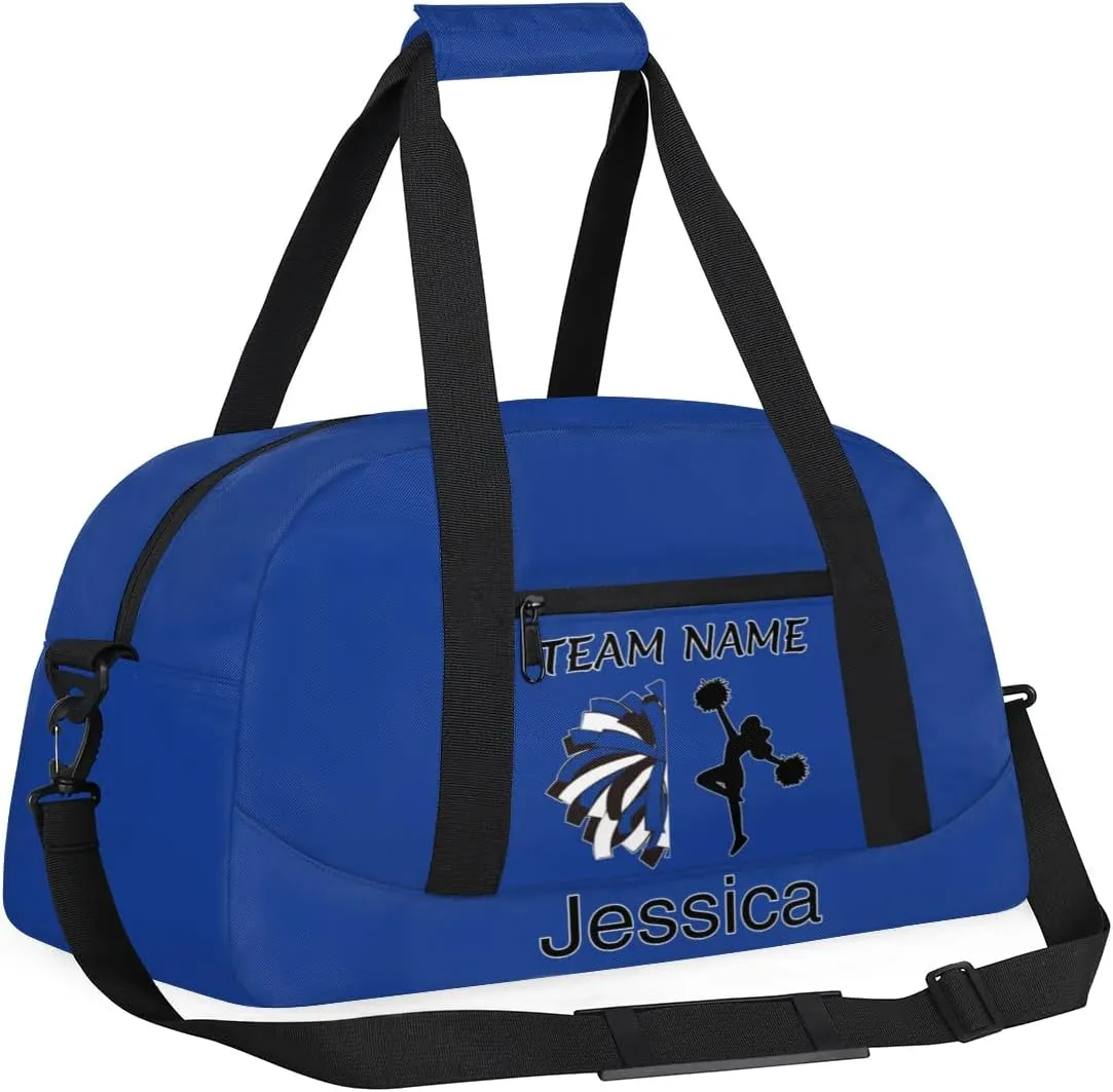 Personalized Cheer Duffle Bag for Cheerleaders, Custom Cheerleading Gym Bag for Women, Cheer Duffel Bag with Name Overnight Weekender Bags, Cobalt Blue