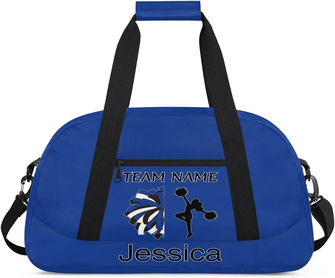 Personalized Cheer Duffle Bag for Cheerleaders, Custom Cheerleading Gym Bag for Women, Cheer Duffel Bag with Name Overnight Weekender Bags, Cobalt Blue