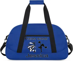 Personalized Cheer Duffle Bag for Cheerleaders, Custom Cheerleading Gym Bag for Women, Cheer Duffel Bag with Name Overnight Weekender Bags, Cobalt Blue