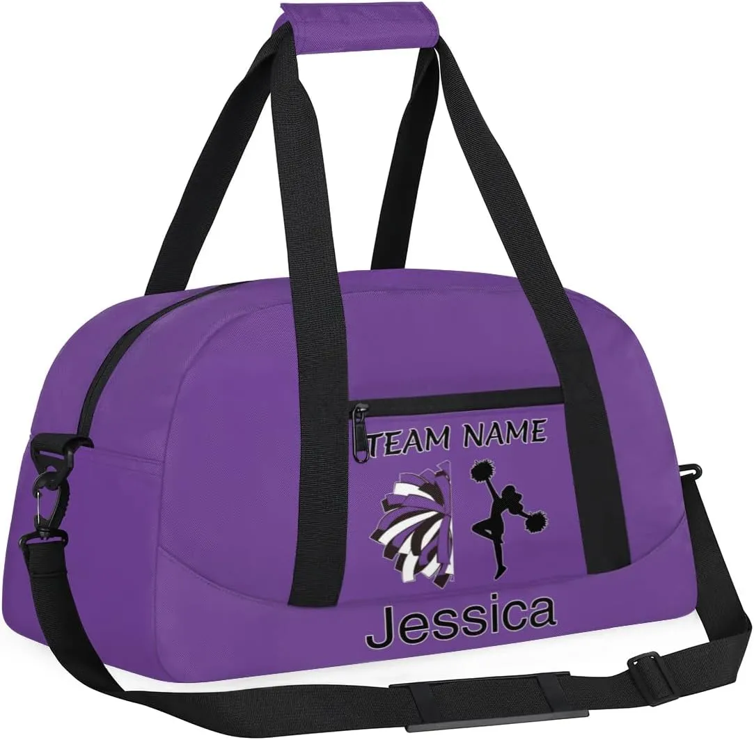 Personalized Cheer Duffle Bag for Cheerleaders, Custom Cheerleading Gym Bag for Women, Cheer Duffel Bag with Name Overnight Weekender Bags, Dark Purple