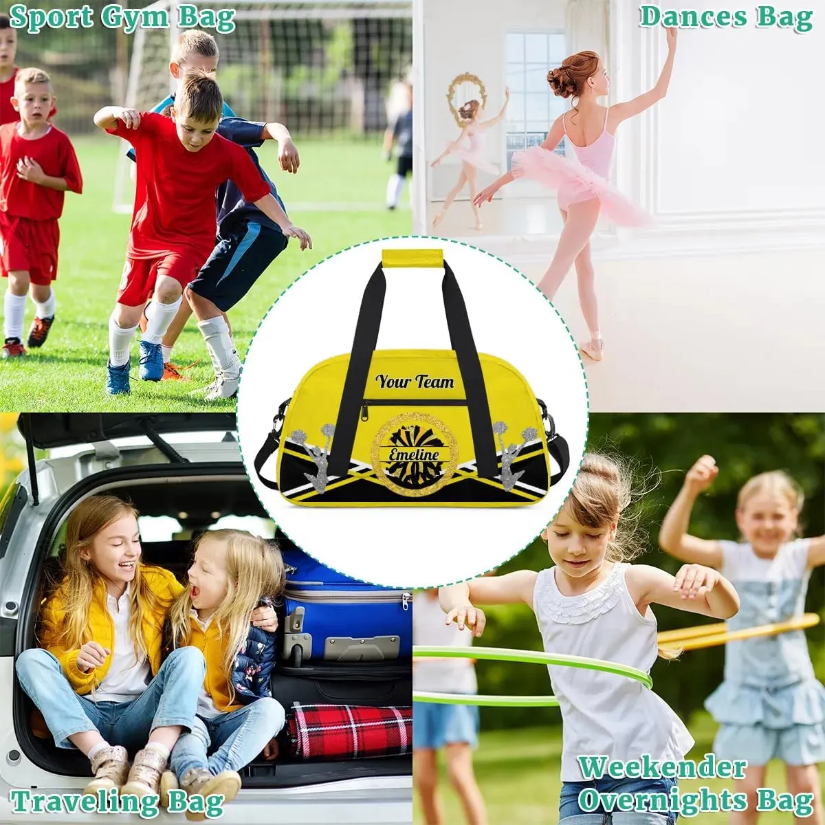 Personalized Cheerleader Bag Dance Bag for Girl, Overnight Duffel Bags Cheerleader for Kids Personalized Sport Gym Bag, Gymnastics Duffel Bag - Cheerleading Gifts