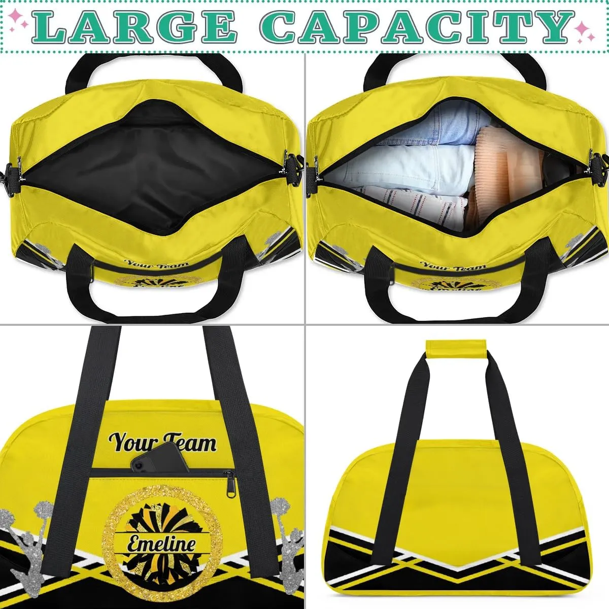 Personalized Cheerleader Bag Dance Bag for Girl, Overnight Duffel Bags Cheerleader for Kids Personalized Sport Gym Bag, Gymnastics Duffel Bag - Cheerleading Gifts