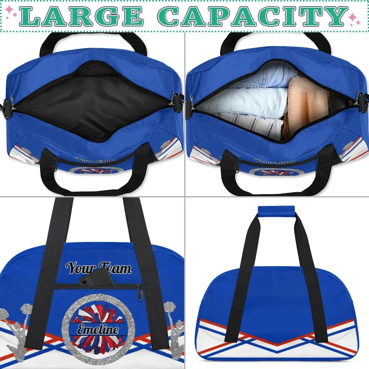 Personalized Cheerleader Bag Dance Bag for Girl, Overnight Duffel Bags Cheerleader for Kids Personalized Sport Gym Bag, Gymnastics Duffel Bag - Cheerleading Gifts