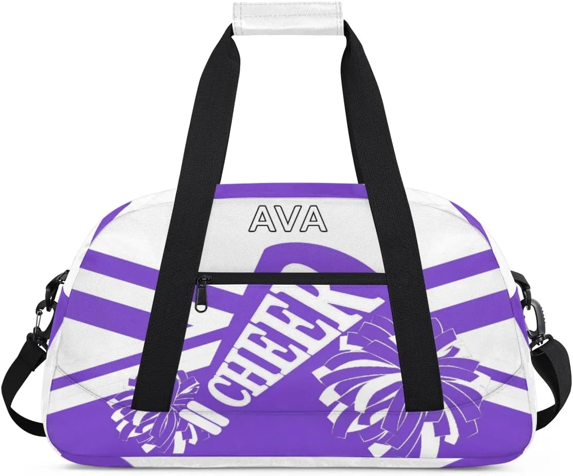 Personalized Cheerleading Bag Dance Bag Girl Boy, Custom Gym Bag Sport Duffel Bag Weekender Bags Travel Duffel Bag, Purple