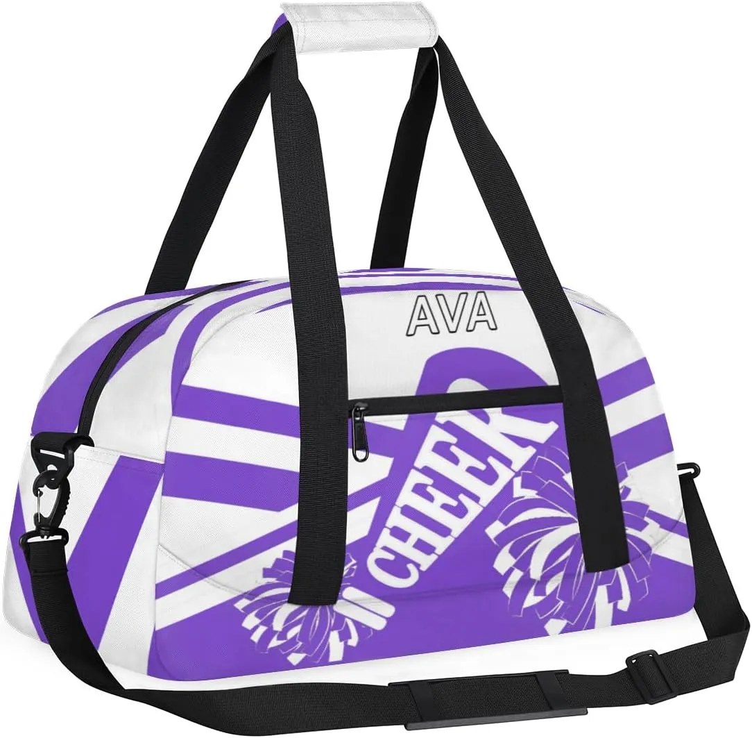 Personalized Cheerleading Bag Dance Bag Girl Boy, Custom Gym Bag Sport Duffel Bag Weekender Bags Travel Duffel Bag, Purple