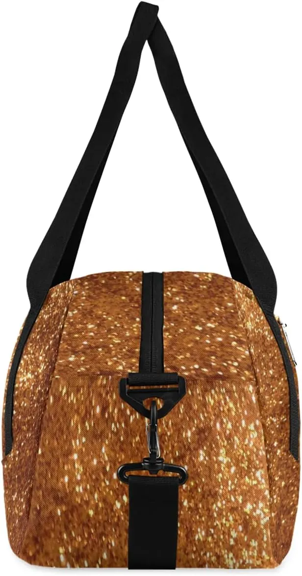 Personalized Custom Kids Duffel Bags, Personalized Customized Sports Gym Bag Travel Duffle Bag Girls Dance Bag Overnight Weekender Sleepover Carry On Tote Bag for Girls, Golden Glitter 25