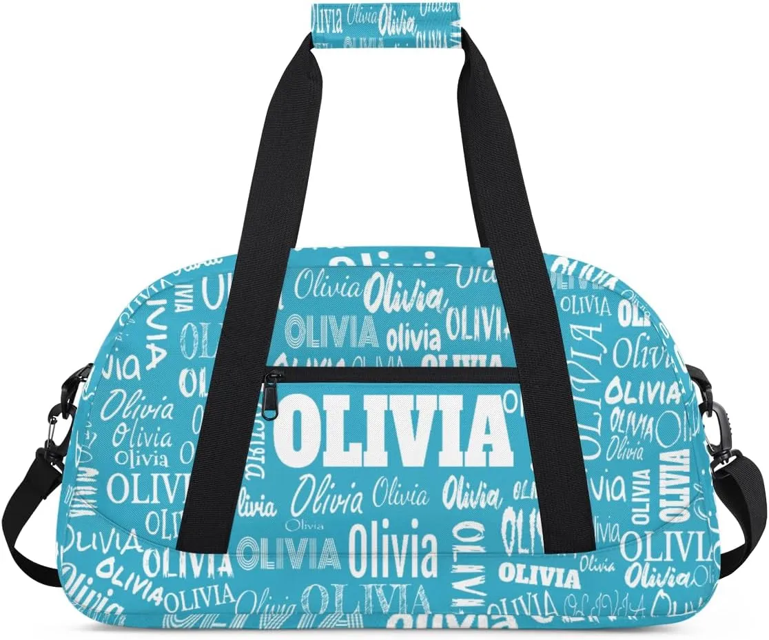 Personalized Dance Bag, Cheerleader Bag Gym Sport Duffel Bag Weekender Bags Travel Duffel Bag, Dark Turquoise Blue Solid Color