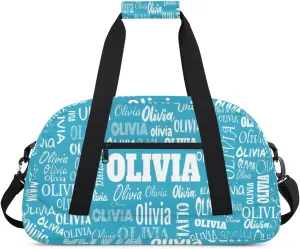 Personalized Dance Bag, Cheerleader Bag Gym Sport Duffel Bag Weekender Bags Travel Duffel Bag, Dark Turquoise Blue Solid Color