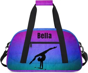 Personalized Dance Bag Gym Bag for Girl,Custom Sport Duffel Bag Weekender Bags Travel Duffel Bag Gymnastics Dark Purple Smudge