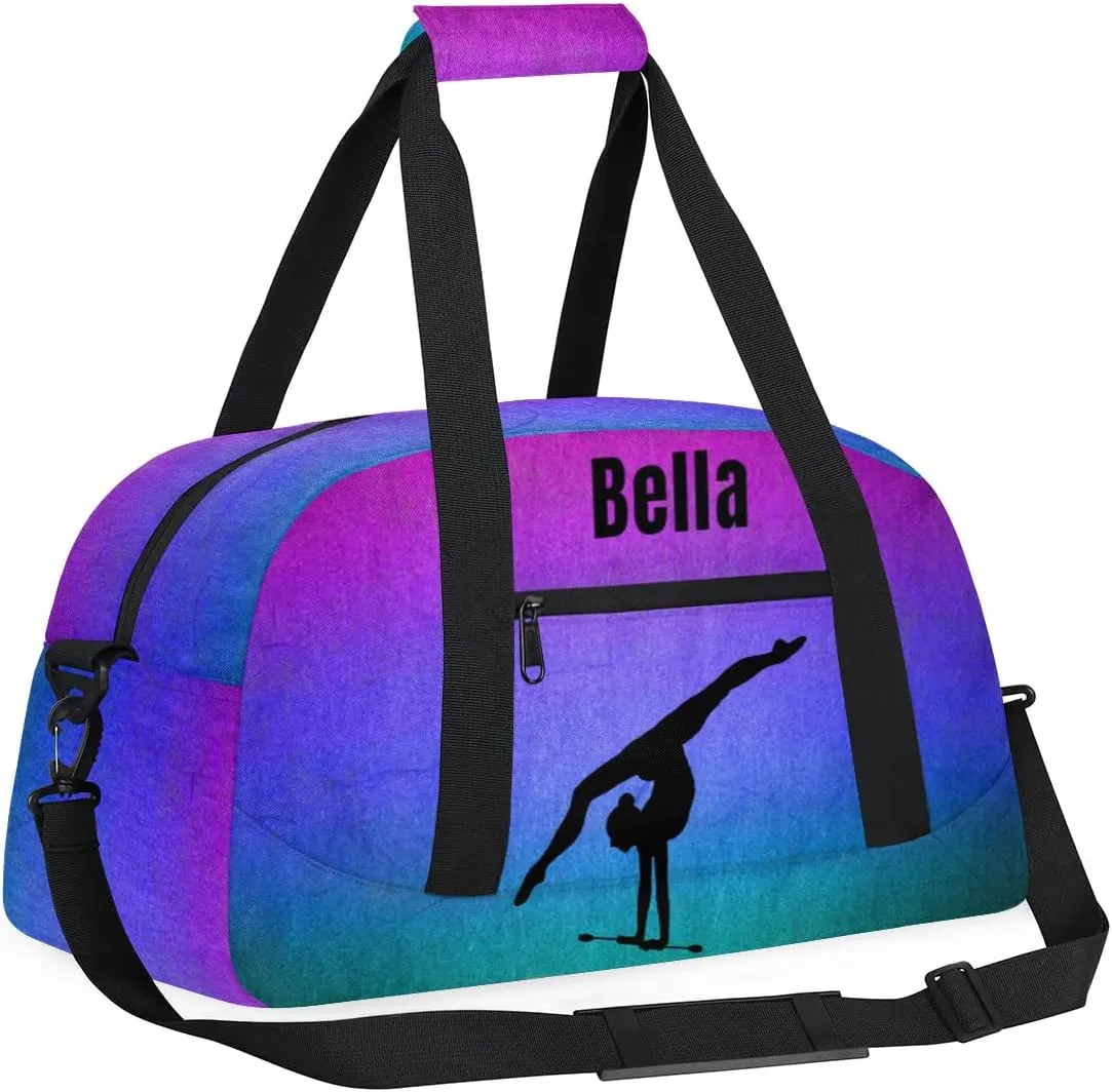 Personalized Dance Bag Gym Bag for Girl,Custom Sport Duffel Bag Weekender Bags Travel Duffel Bag Gymnastics Dark Purple Smudge