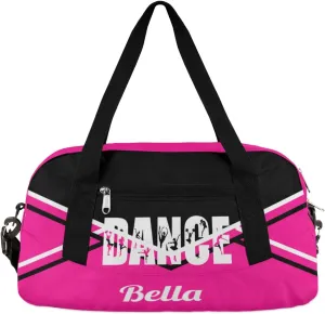 Personalized Dance Bag Gym Bag for Girls, Personalized Custom Kids Duffle Bags, Customized Sports Gym Bag Weekender Overnight Bag Travel Duffel Bag, Dance Theme Pink Black Aztec Background