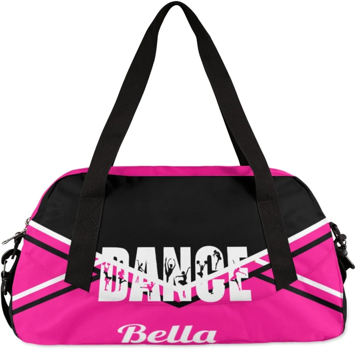 Personalized Dance Bag Gym Bag for Girls, Personalized Custom Kids Duffle Bags, Customized Sports Gym Bag Weekender Overnight Bag Travel Duffel Bag, Dance Theme Pink Black Aztec Background