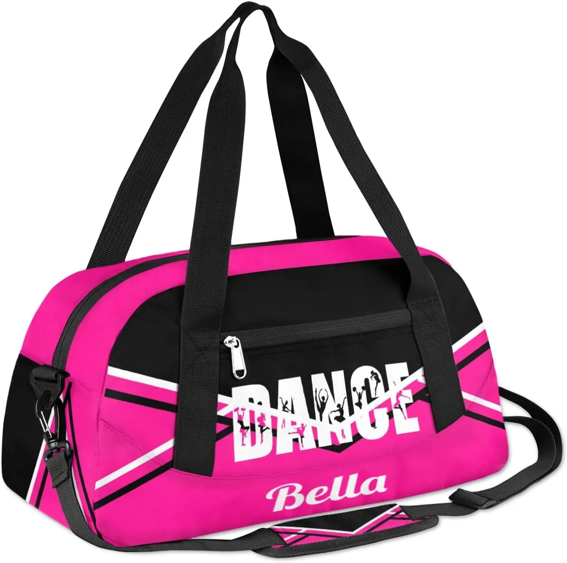 Personalized Dance Bag Gym Bag for Girls, Personalized Custom Kids Duffle Bags, Customized Sports Gym Bag Weekender Overnight Bag Travel Duffel Bag, Dance Theme Pink Black Aztec Background